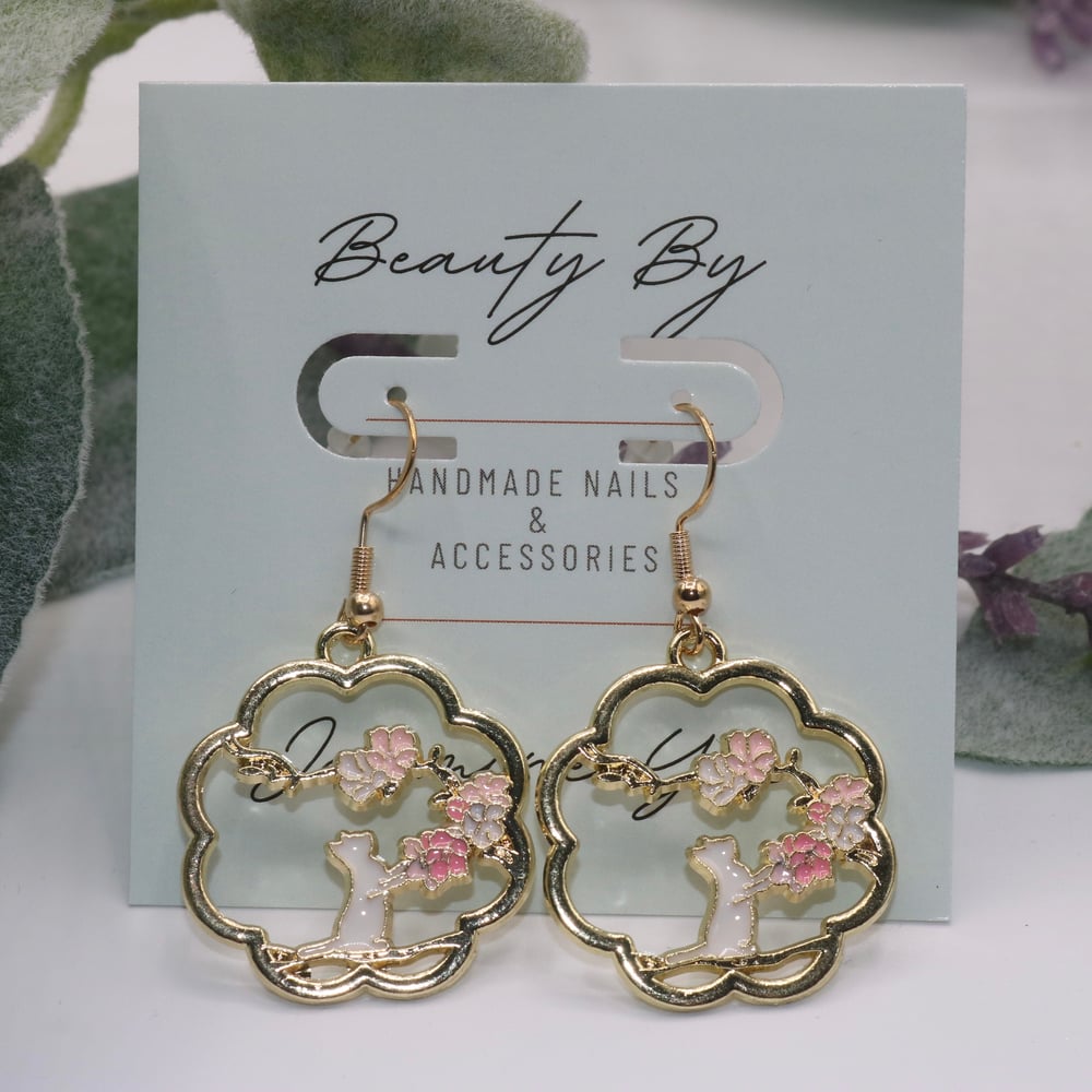 Image of Sakura Kitty Drop Earring