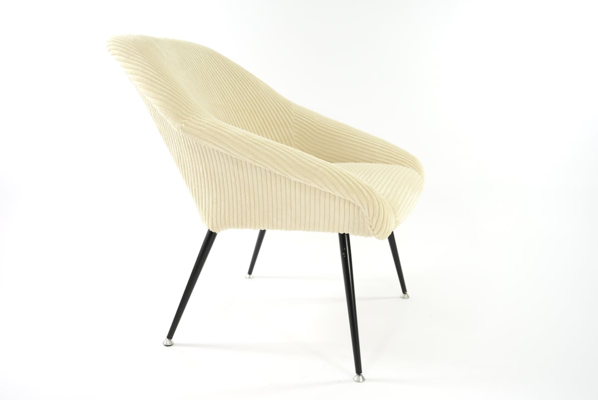 Image of Fauteuil Coquille velours ivoire