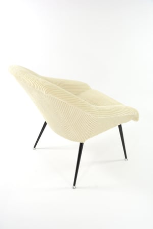 Image of Fauteuil Coquille velours ivoire