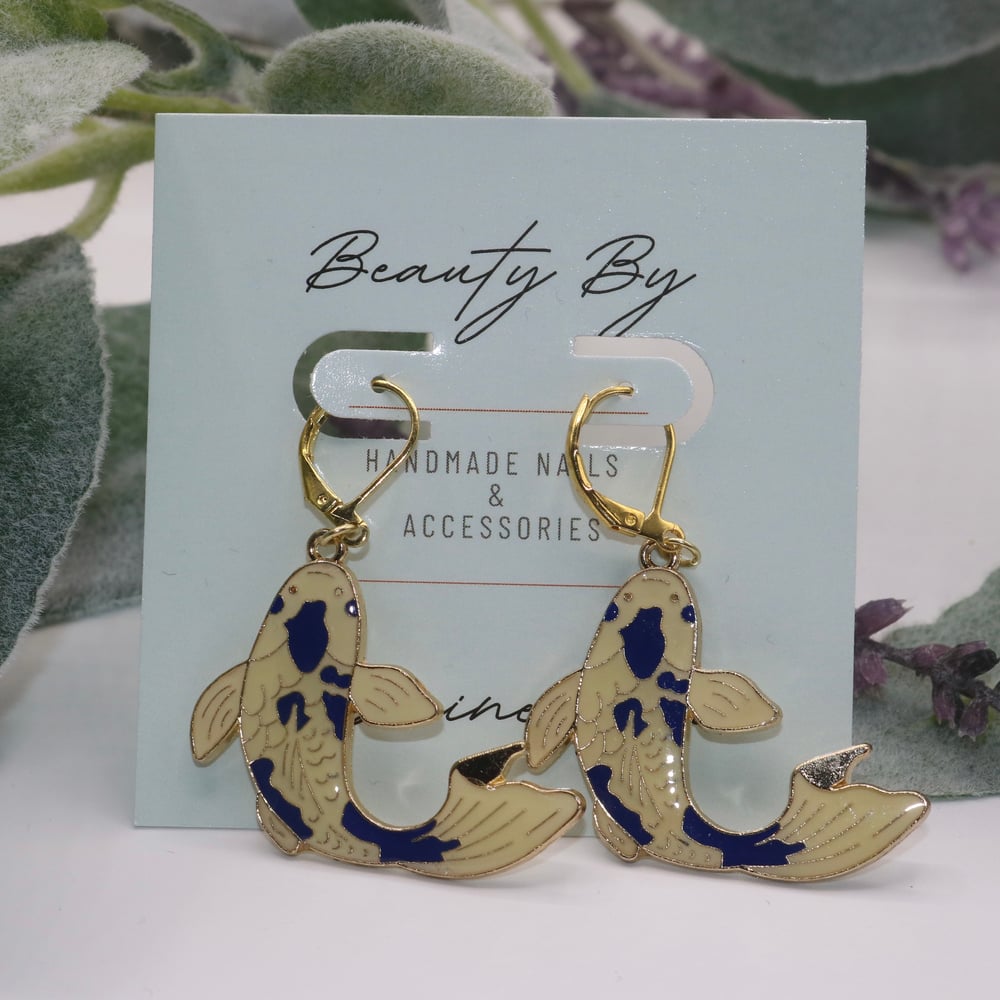 Image of Blue Koi Fish Drop Earrings
