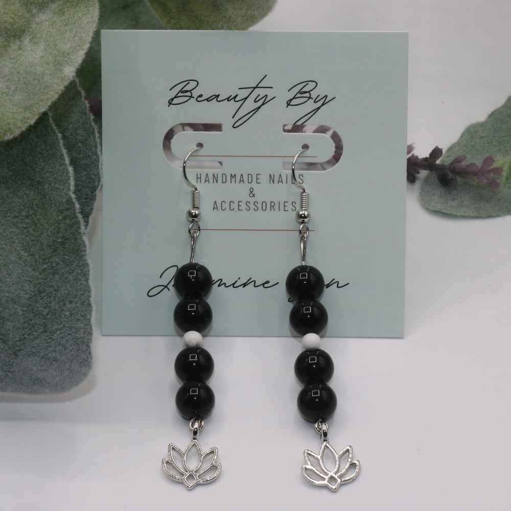 Image of Black Quartz Drop Earrings
