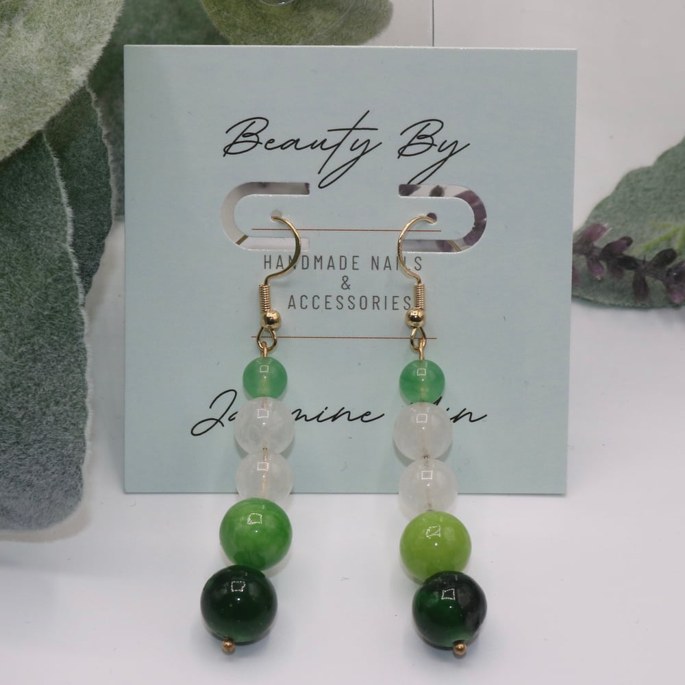 Image of Green Aventurine x Clear Quartz Drop Earrings