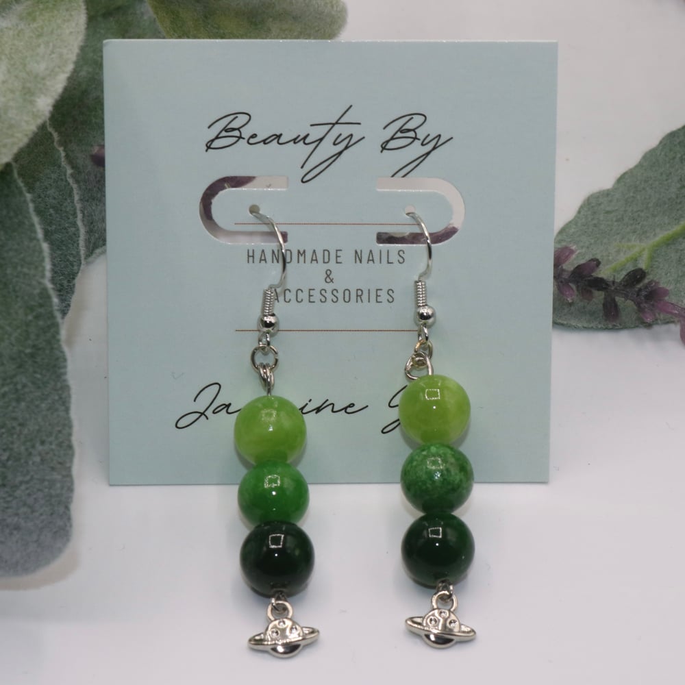 Image of Green Aventurine x Saturn Drop Earring