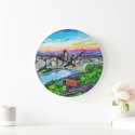 Steel City Sunset Acrylic Clock