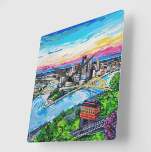 Image of Steel City Sunset Acrylic Clock