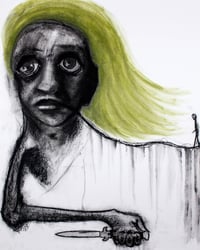 Image 2 of Protection for a Prior Self 18 x 24" [Original Charcoal & Pastel Drawing Framed]