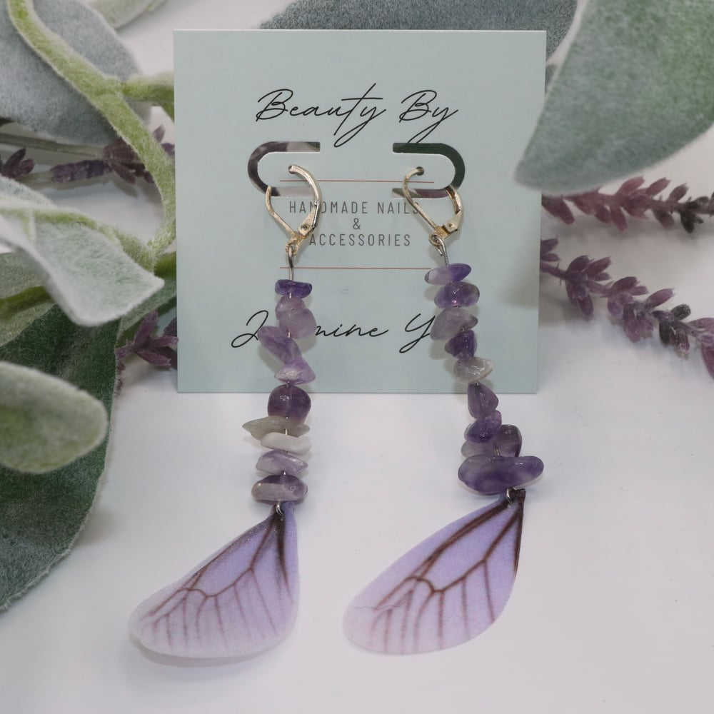 Image of Amethyst Fairy Wings Drop Earrings
