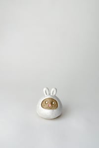 Image 1 of Lunar New Year Bunny Daruma Wishing doll - Matte Speckled White *ON SALE*