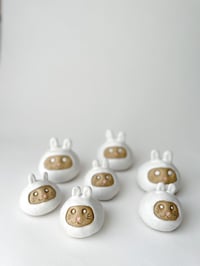 Image 3 of Lunar New Year Bunny Daruma Wishing doll - Matte Speckled White *ON SALE*