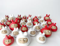 Image 4 of Lunar New Year Bunny Daruma Wishing doll - Matte Speckled White *ON SALE*