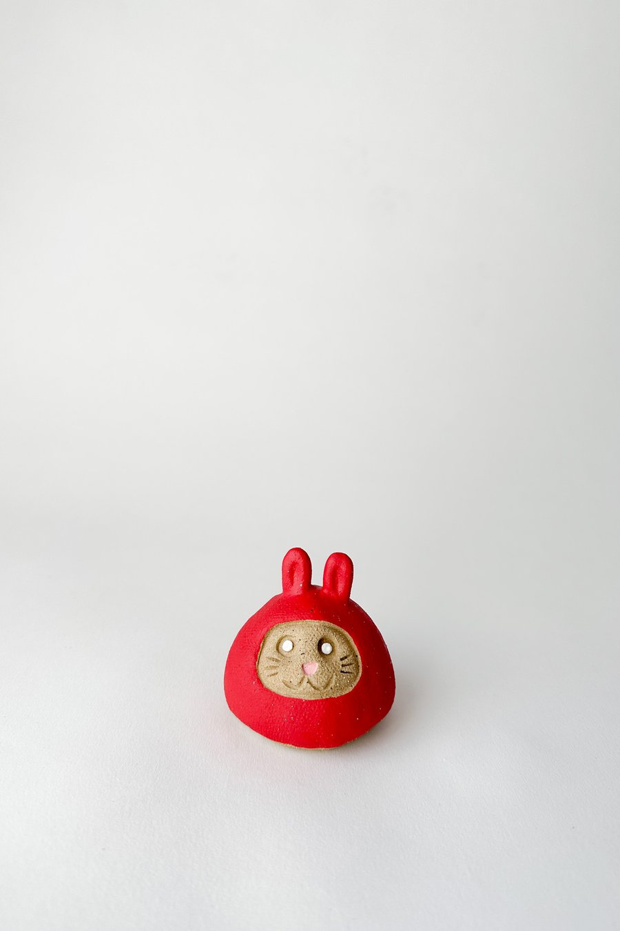Image of Lunar New Year Bunny Daruma Wishing doll - Red Speckled Matte *ON SALE*