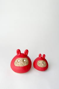 Image 2 of Lunar New Year Bunny Daruma Wishing doll - Red Speckled Matte *ON SALE*