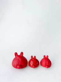 Image 3 of Lunar New Year Bunny Daruma Wishing doll - Red Speckled Matte *ON SALE*
