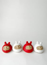 Image 4 of Lunar New Year Bunny Daruma Wishing doll - Red Speckled Matte *ON SALE*