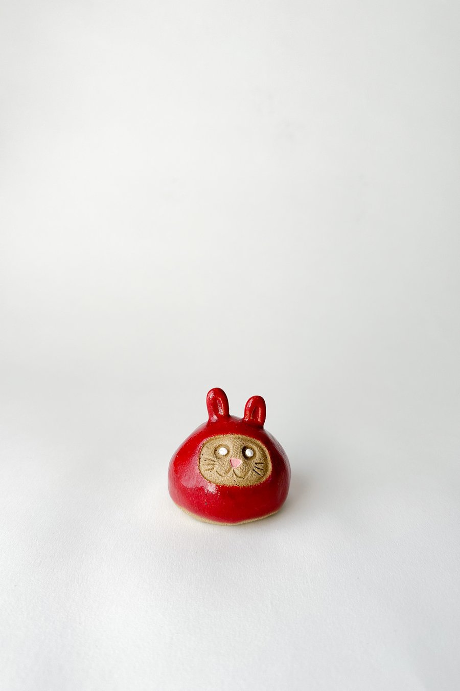 Image of Lunar New Year Bunny Daruma Wishing doll - Dark Red Gloss