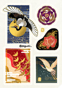 Image of GOLD FOIL Crane Sticker Sheet