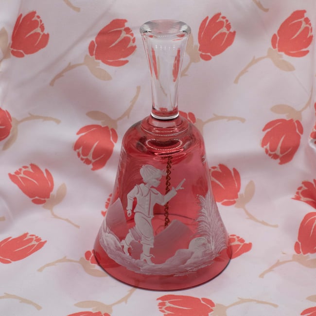 Fenton Hand Painted Cranberry Glass Bell