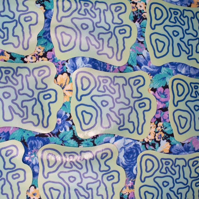 Drip Drip Green & Blue Glitter Sticker