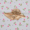 Gold Tone Art Deco Woman in a Sun Hat Brooch Pin