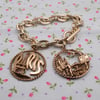 Gold Tone Paris France Chunky Charm Bracelet