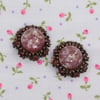 Pink Confetti Lucite & Rhinestone Clip On Earrings