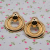 Gold Tone Door Knocker Double Hoop Pierced Earrings