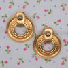 Gold Tone Door Knocker Double Hoop Pierced Earrings