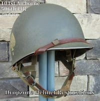 Image 1 of WWII M2 Helmet 101st Airborne 506th PIR Westinghouse Paratrooper Liner Net D-Day