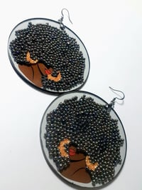 Image 2 of Black Girls Rock Rhinestone Glitter Dangling Black Culture earrings