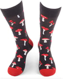 Image 2 of 🍄 Amanita Men's Mushroom Socks - Black, Red & White - One Size - Cotton Blend