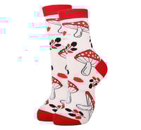 Image 2 of 🍄 Amanita Women's Mushroom Socks - Red & White - One Size - Cotton Blend