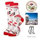 Image 1 of 🍄 Amanita Women's Mushroom Socks - Red & White - One Size - Cotton Blend