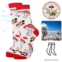 Image 1 of π Amanita Women's Mushroom Socks - Red & White - One Size - Cotton Blend