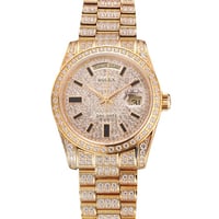 SWISS ROLEX DAY DATE YELLOW GOLD FULL DIAMOND PAVE