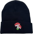 Image 2 of 🍄 Amanita Mushroom Stocking Cap / Beanie Hat - One Size - Black