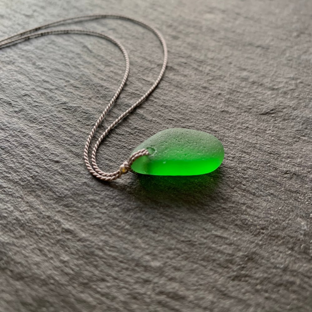 Image of Emerald green sea glass necklace - Sole Bay