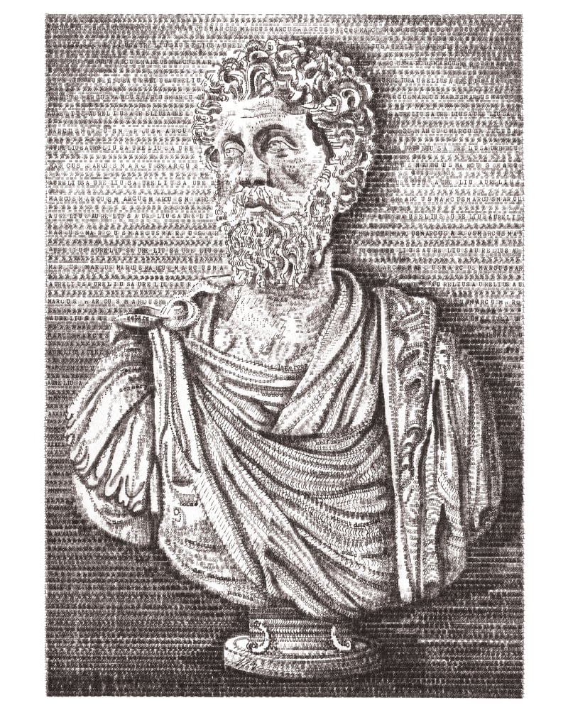 Image of Marcus Aurelius, Signed Limited Edition of 200 Typewriter Art by James Cook 