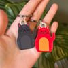 Angry Cat Wooden Keyring