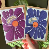 Image 2 of Purple Flower Happy Birthday Card