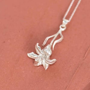 Image of Art Nouveau style Silver White Lily necklace