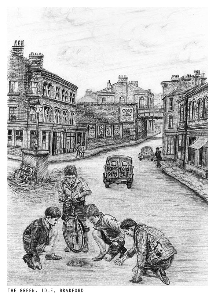 Image of The Green, Idle, Bradford - Art Print (B&W) 