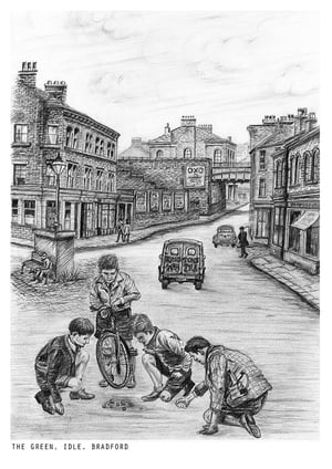 Image of The Green, Idle, Bradford - Art Print (B&W) 