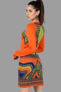 Image 2 of Orange Geo Print Sweater Dress 