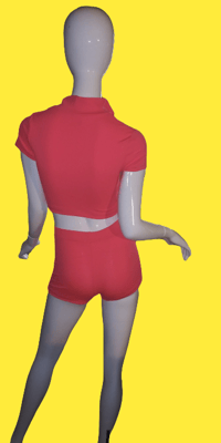 Image 2 of Stretch Crop Top and Shorts Set 