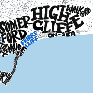 Image of Christchurch & Highcliffe Personalised Typographic map