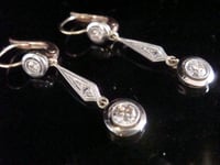 Image 1 of FRENCH EDWARDIAN 18CT YELLOW GOLD PLATINUM OLD CUT DIAMOND EARRINGS