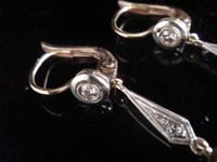 Image 3 of FRENCH EDWARDIAN 18CT YELLOW GOLD PLATINUM OLD CUT DIAMOND EARRINGS