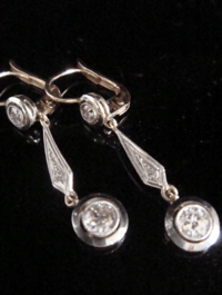 Image 5 of FRENCH EDWARDIAN 18CT YELLOW GOLD PLATINUM OLD CUT DIAMOND EARRINGS