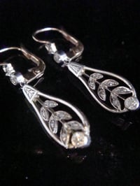 Image 1 of FRENCH EDWARDIAN 18K 18CT YELLOW GOLD PLATINUM OLD CUT DIAMOND EARRINGS