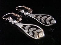 Image 2 of FRENCH EDWARDIAN 18K 18CT YELLOW GOLD PLATINUM OLD CUT DIAMOND EARRINGS